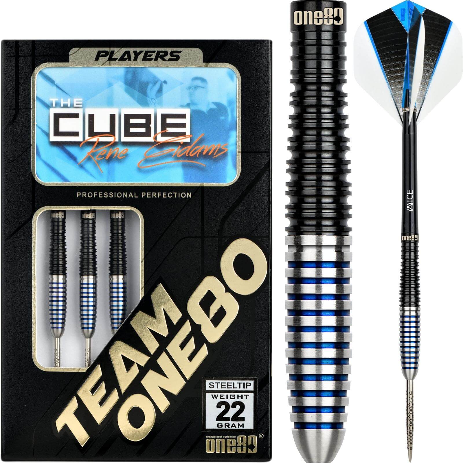 One80 - Rene Eidams V3 Darts - Steel Tip - 90% Tungsten - 22g 24g