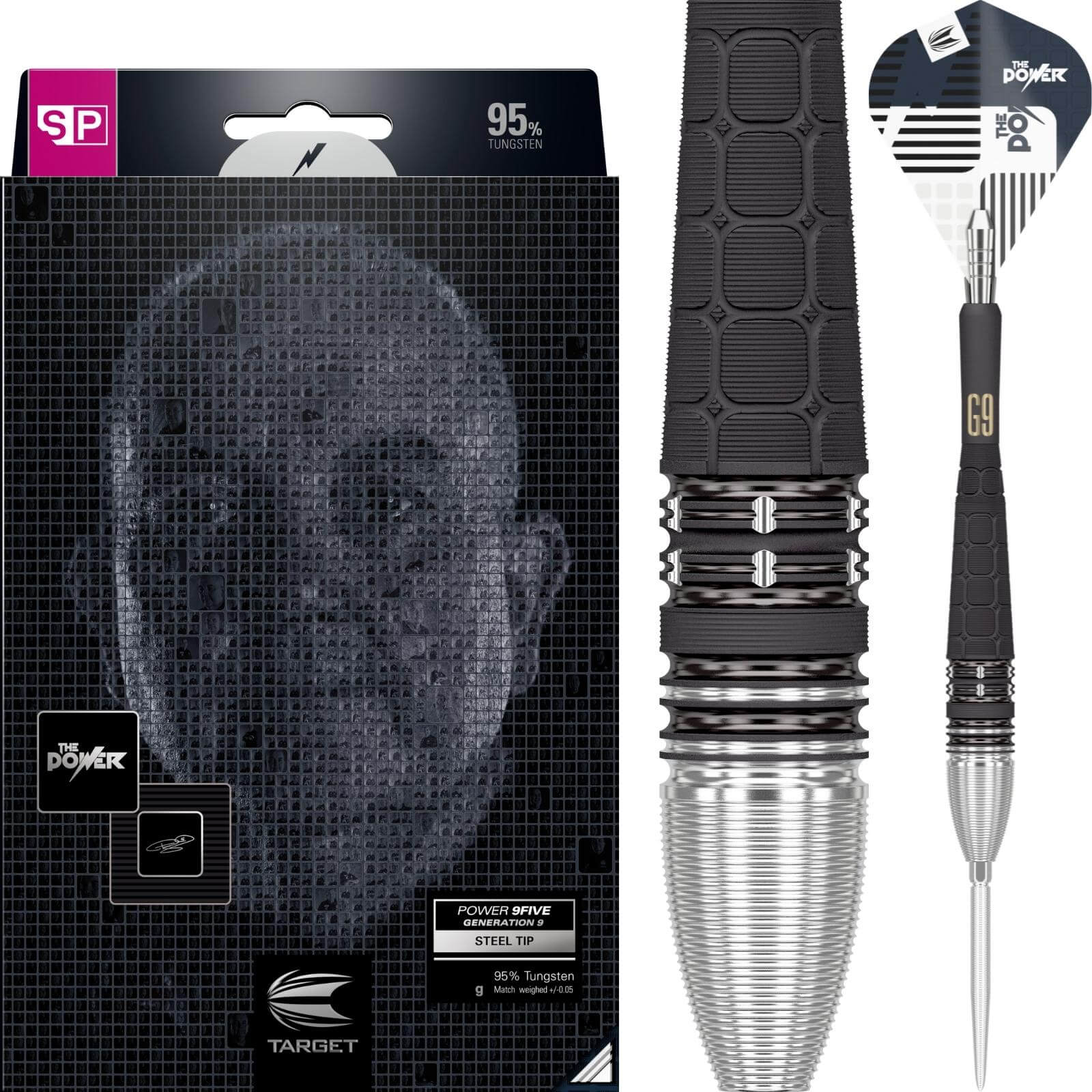 Target - Phil Taylor Gen 9 Darts - Swiss Point - Steel Tip - 95% Tungsten - 22g 24g 26g