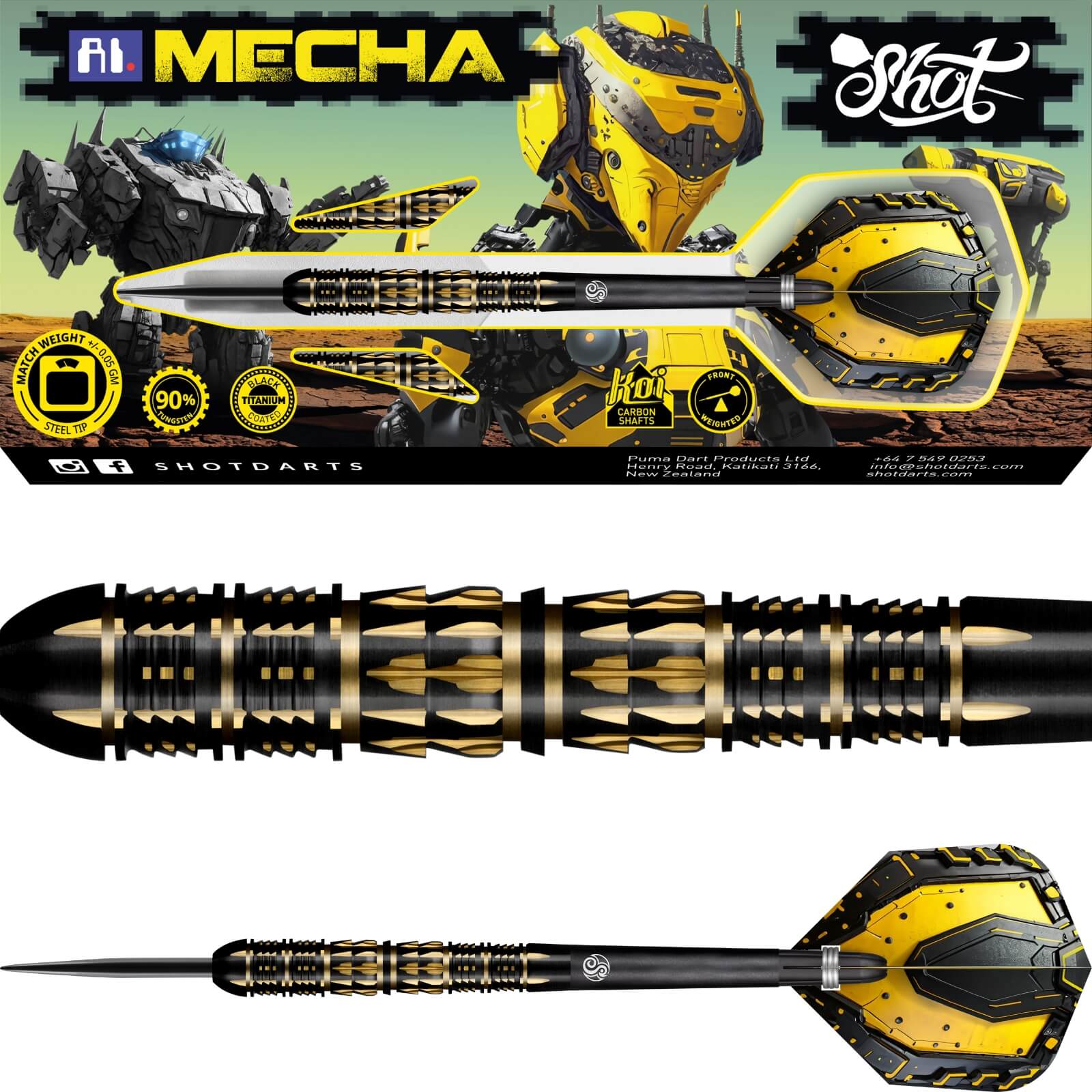 Shot - AI Mecha Darts - Steel Tip - 90% Tungsten - 22g 23g 24g 25g