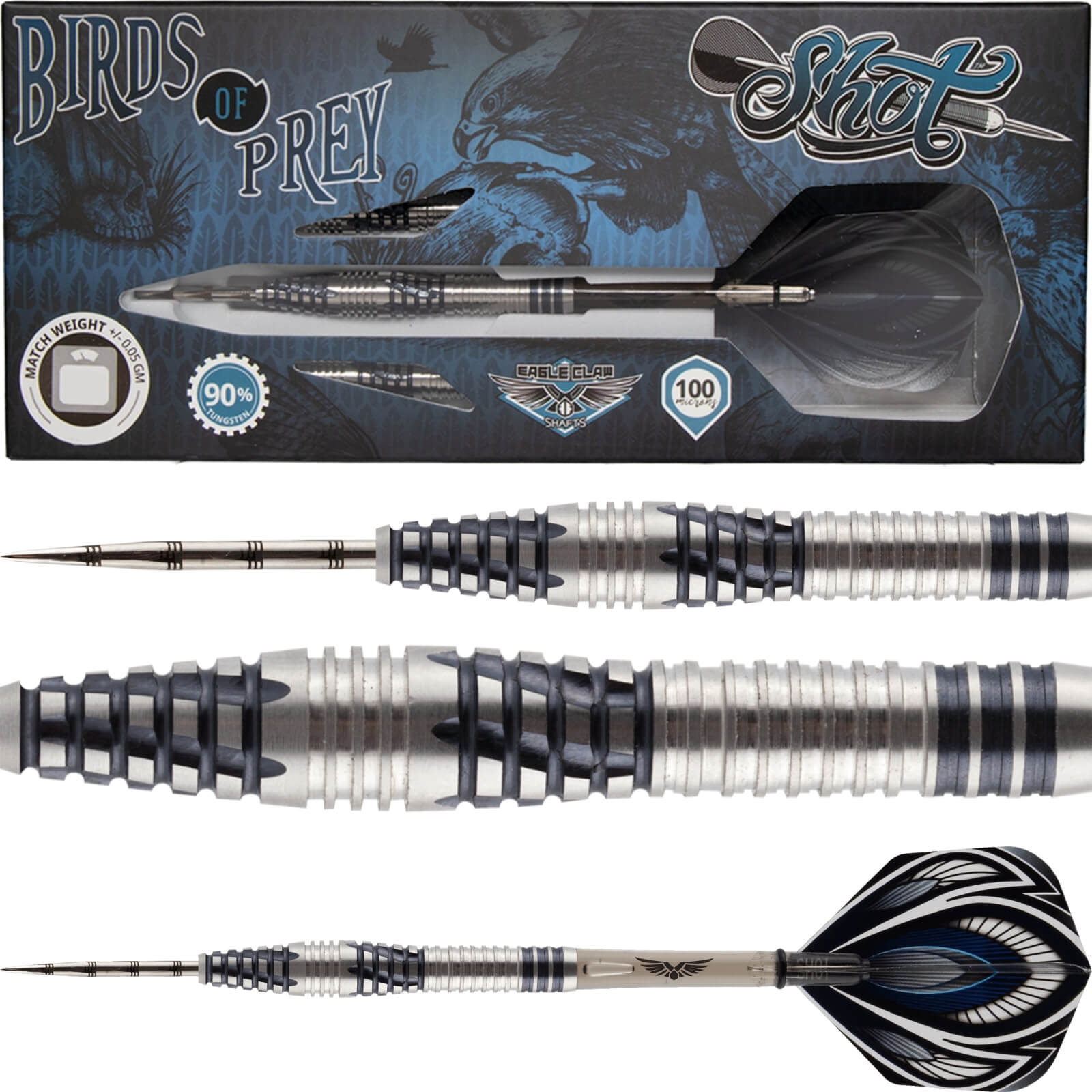 Shot - Birds of Prey Falcon Darts - Steel Tip - 90% Tungsten - 23g 25g 27g