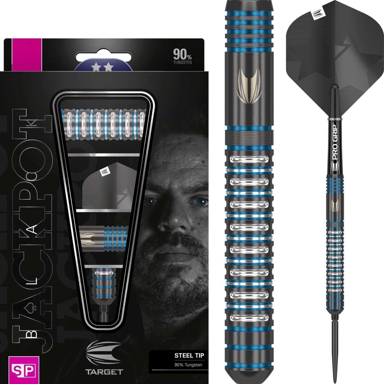 Target - Adrian Lewis Black Darts - Swiss Point - Steel Tip - 90% Tungsten - 22g 24g 26g