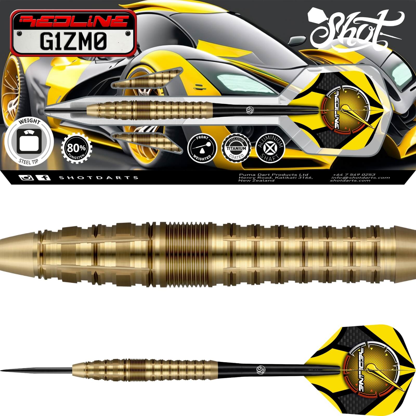 Shot - Redline G1ZM0 Darts - Steel Tip - 80% Tungsten - 23g 24g 25g