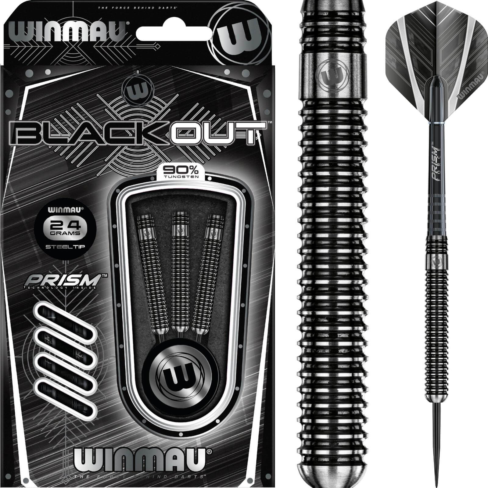 Winmau - Blackout Darts - Steel Tip - 90% Tungsten - 21g 22g 23g 24g 25g 26g 28g