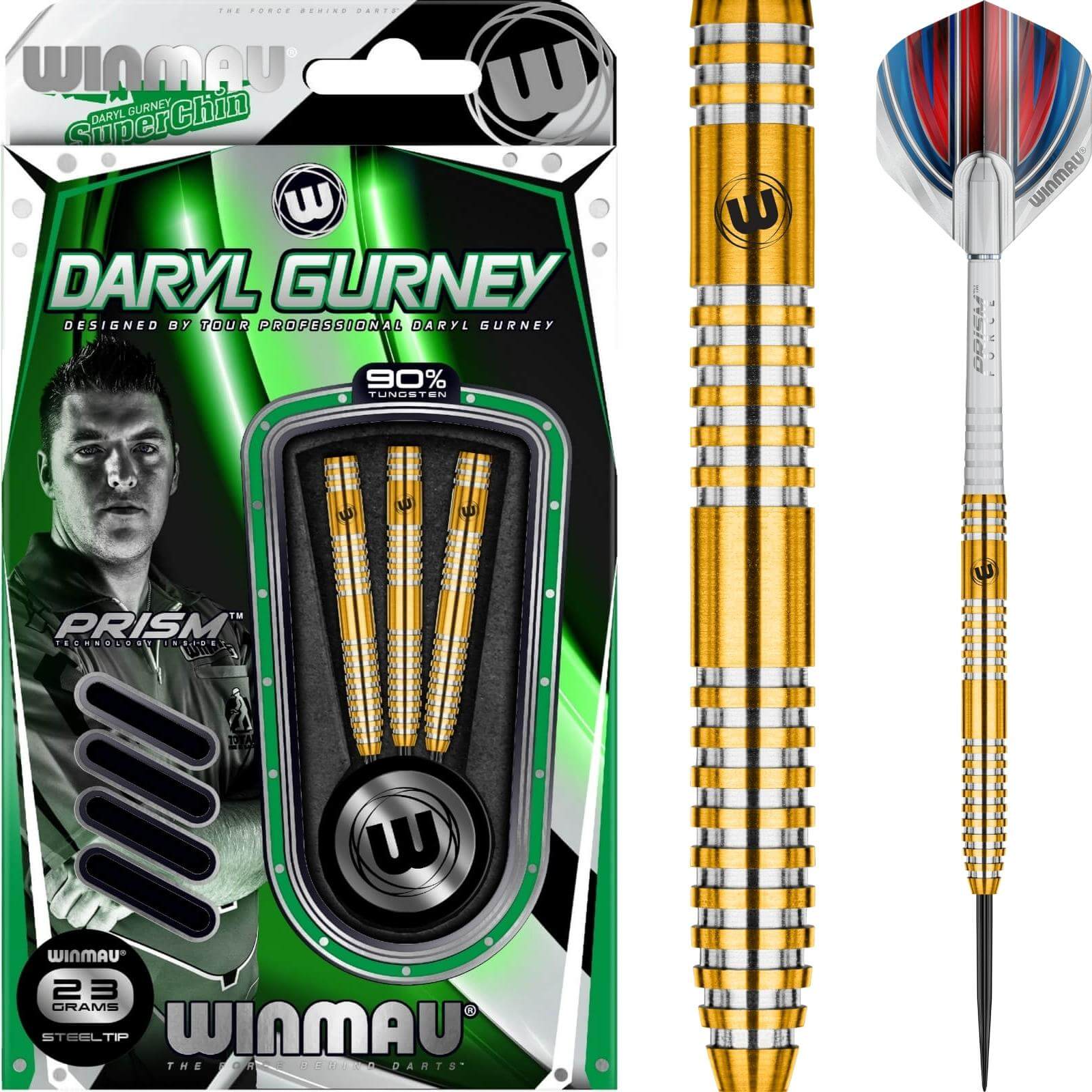 Winmau - Daryl Gurney Darts - Steel Tip - 90% Tungsten - 23g 25g