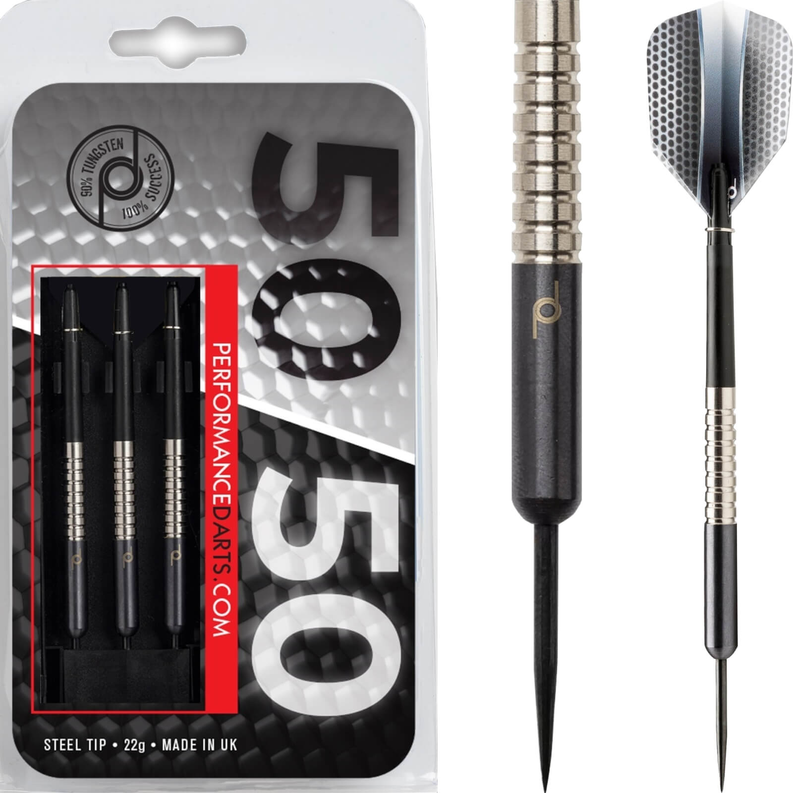 Performance Darts - 50/50 - Steel Tip - 90% Tungsten - 22g 24g