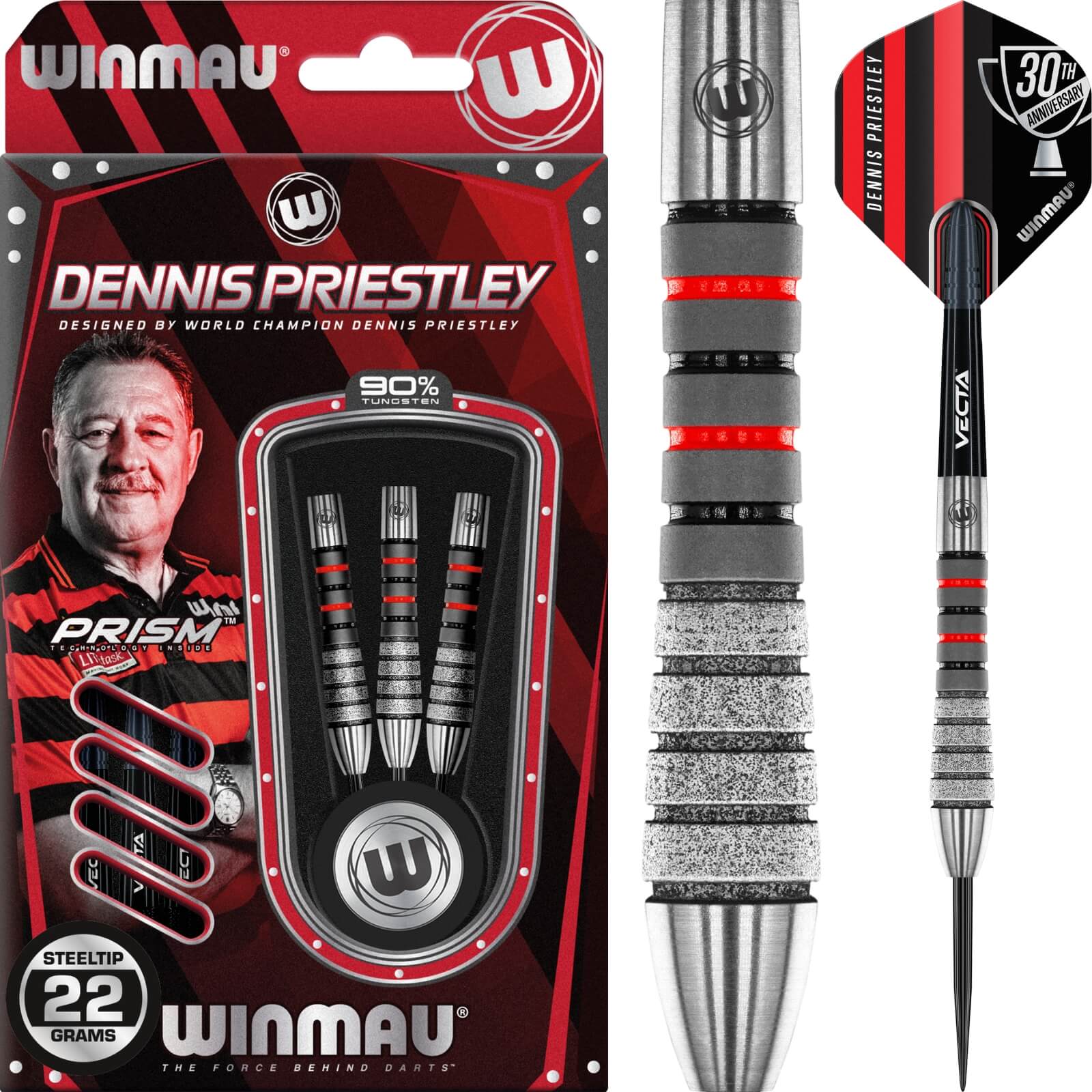 Winmau - Dennis Priestley Diamond 3-Zero Darts - Steel Tip - 90% Tungsten - 19g 22g 24g