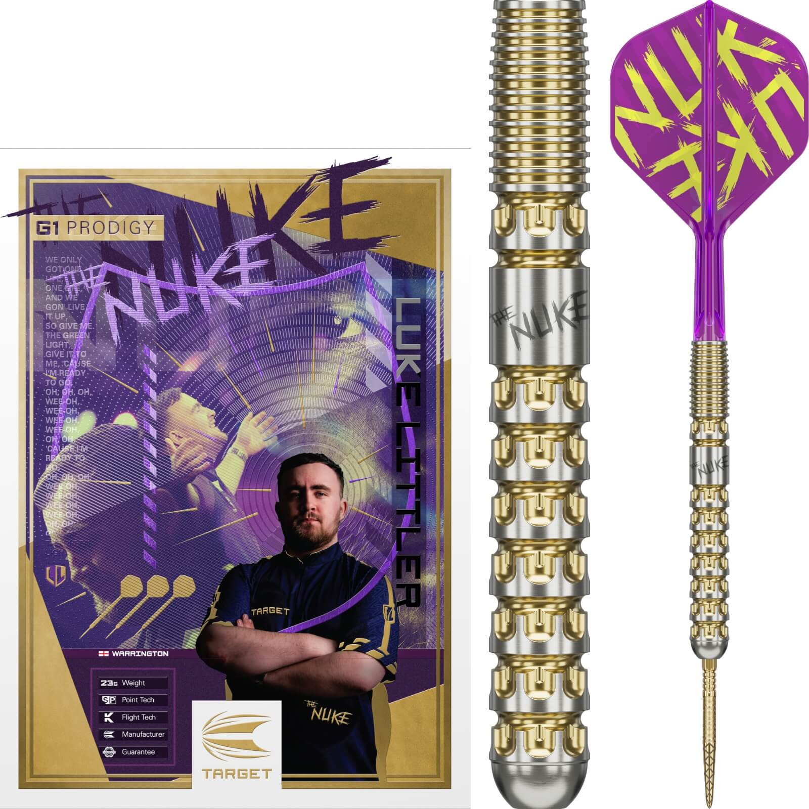 Target - Luke Littler Prodigy Darts - Swiss Point - Steel Tip - 90% Tungsten - 23g