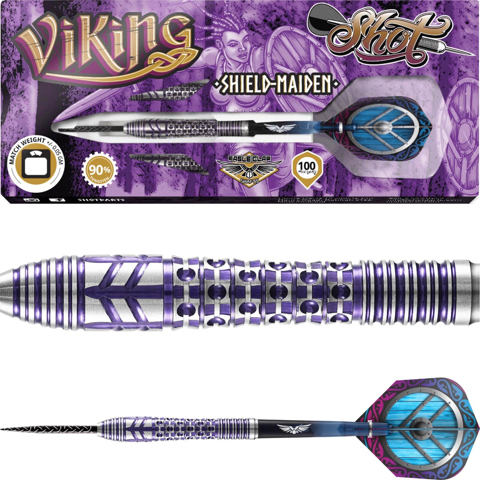 Shot - Viking Shield-Maiden Darts - Steel Tip - 90% Tungsten - 23g 24g 25g 27g