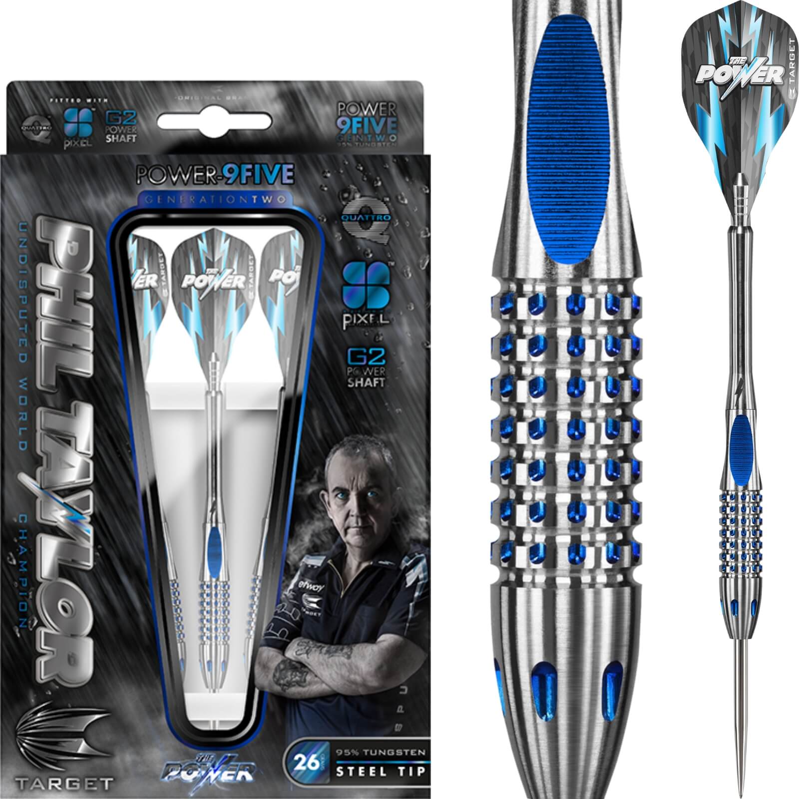 Target - Phil Taylor Gen 2 Darts - Steel Tip - 95% Tungsten - 22g 24g 26g