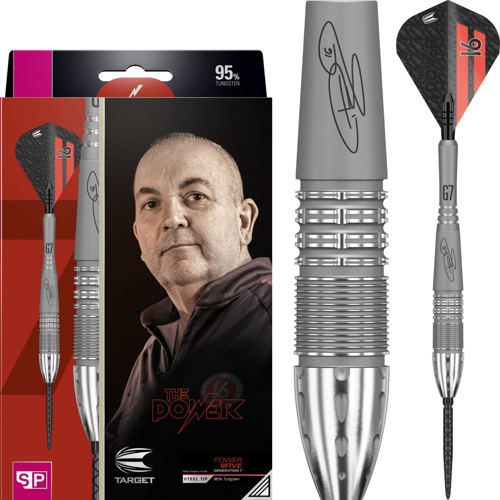 Target - Phil Taylor Gen 7 Darts - Swiss Point - Steel Tip - 95% Tungsten - 22g 24g 26g