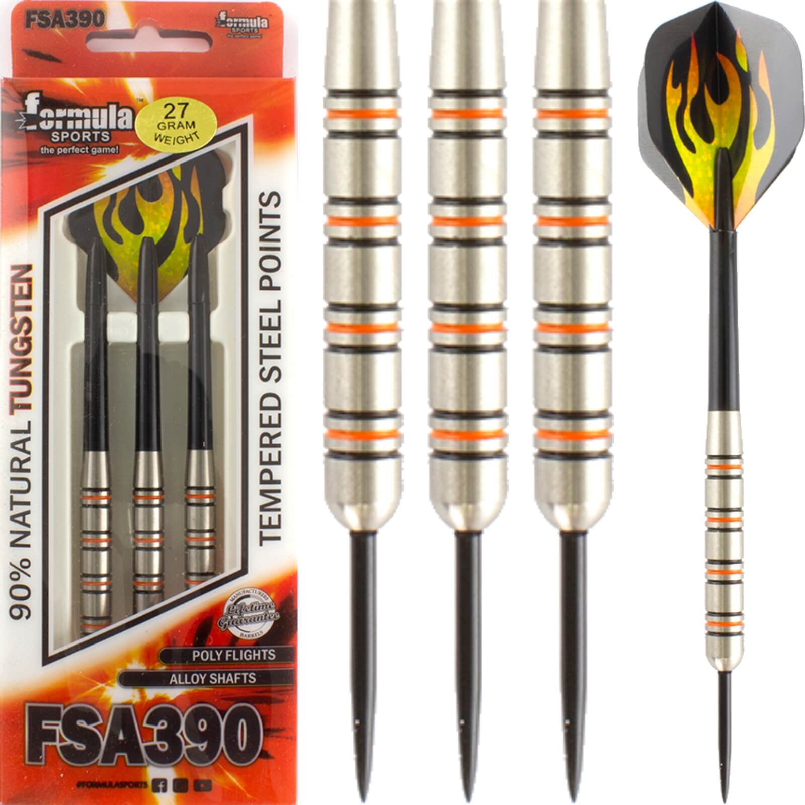 Formula Sports - FSA390 Darts - Steel Tip - 90% Tungsten - 27g