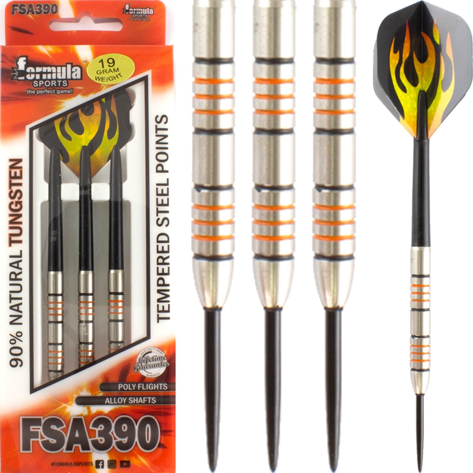 Formula Sports - FSA390 Darts - Steel Tip - 90% Tungsten - 19g