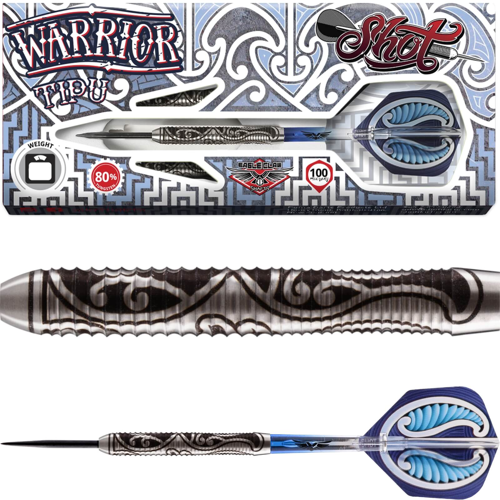 Shot - Warrior Tipu Darts - Steel Tip - 80% Tungsten - 21g 23g 25g