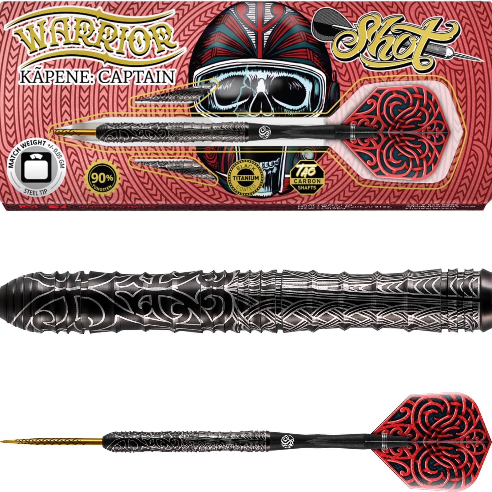 Shot - Warrior Kapene Darts - Steel Tip - 90% Tungsten - 22g 23g 24g 25g 26g