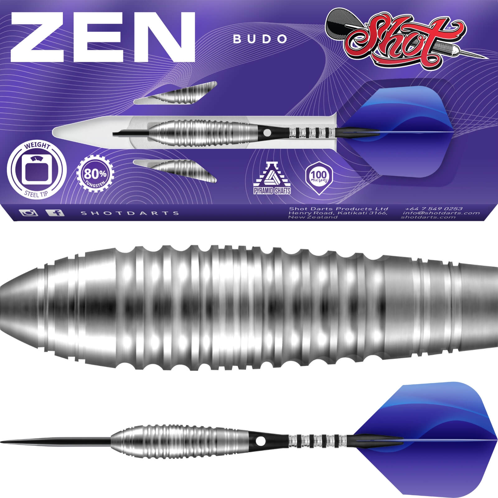 Shot - Zen Budo Darts - Steel Tip - 80% Tungsten - 23g 24g 26g