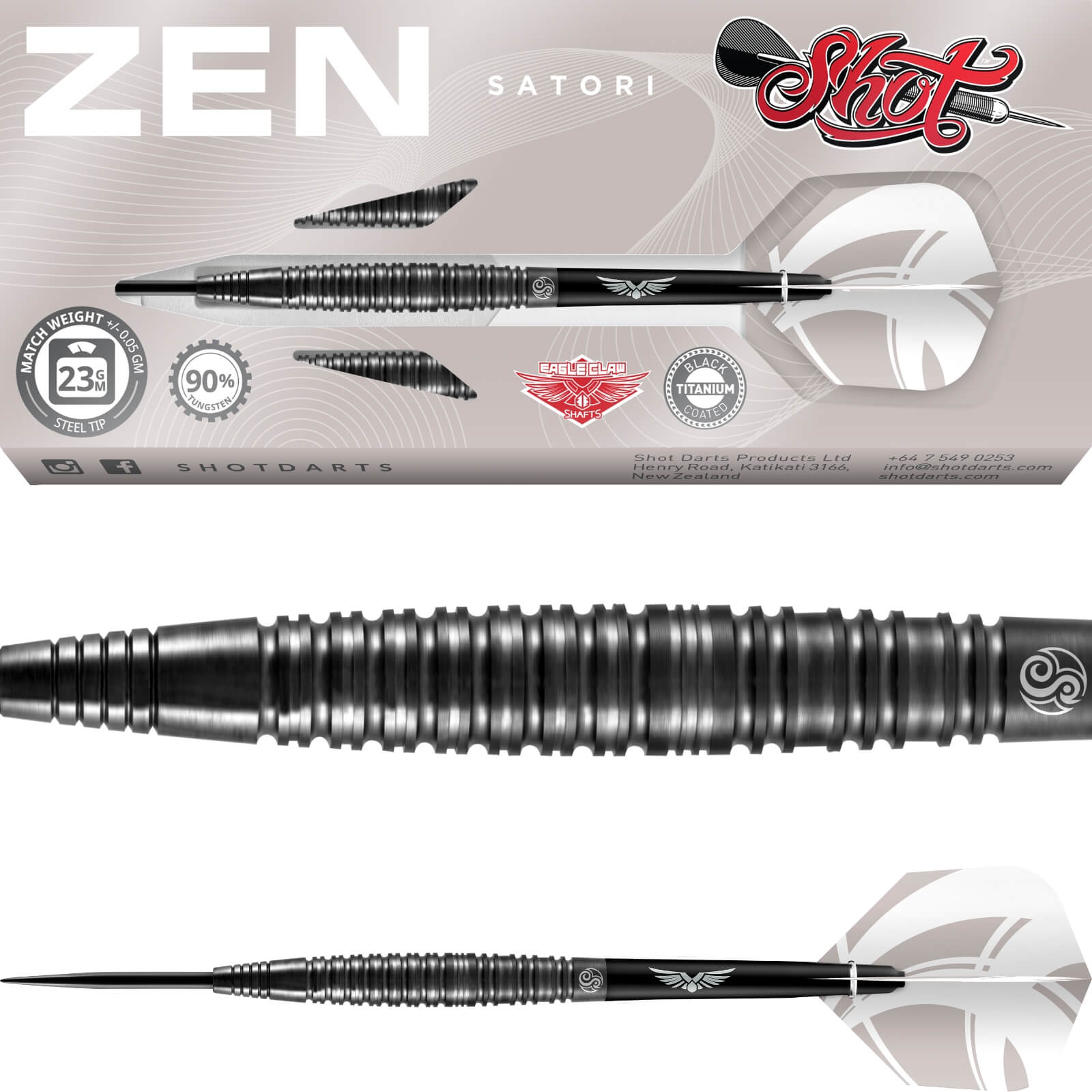 Shot - Zen Satori Darts - Steel Tip - 90% Tungsten - 23g 24g 25g