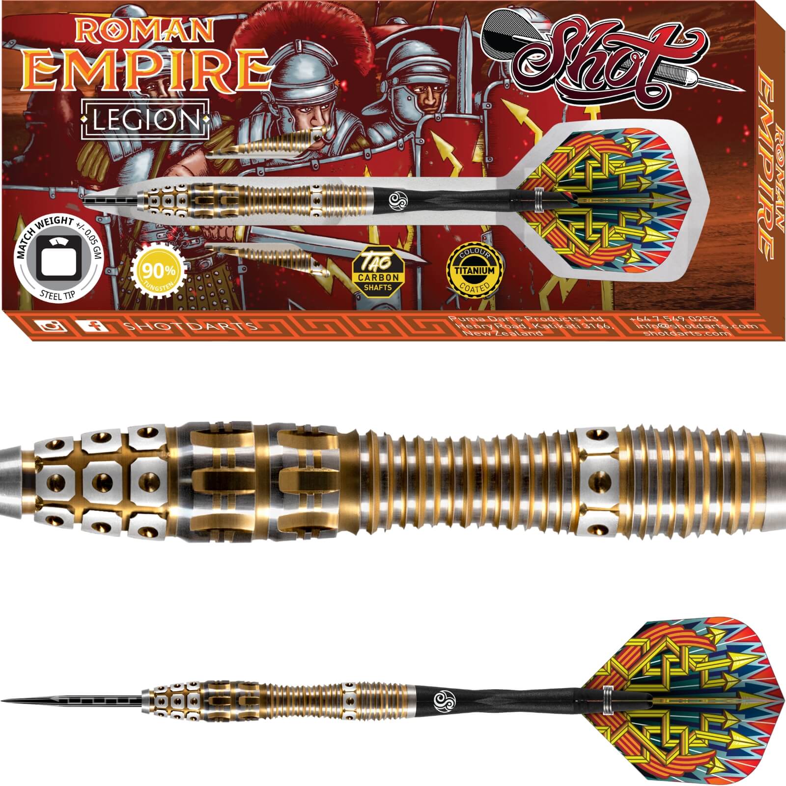 Shot - Roman Empire Legion Darts - Steel Tip - 90% Tungsten - 23g 24g