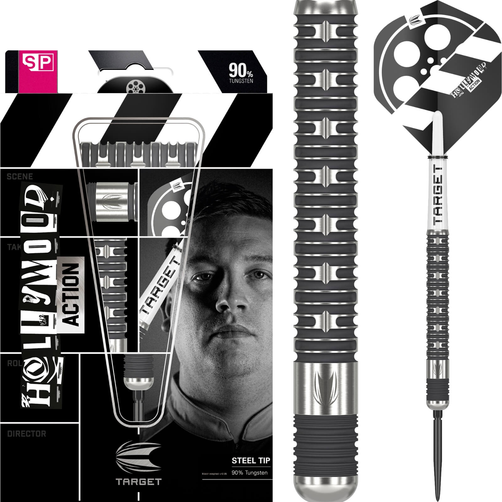 Target - Chris Dobey Hollywood Action Darts - Swiss Point - Steel Tip - 90% Tungsten - 22g 23g 24g