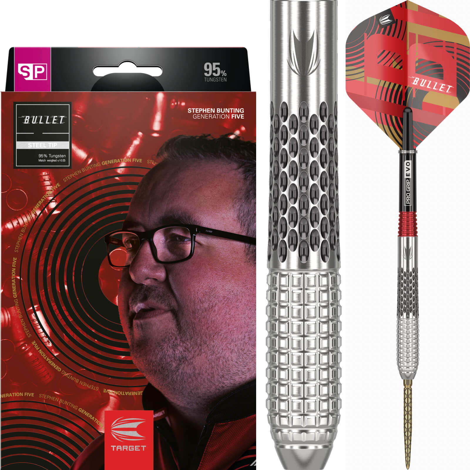 Target - Stephen Bunting Gen 5 Darts - Swiss Point - Steel Tip - 95% Tungsten - 18g 22g 23g 25g