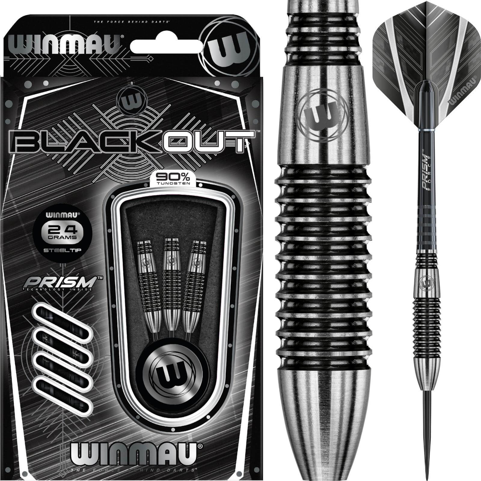 Winmau - Blackout Darts - Steel Tip - 90% Tungsten - 24g 26g