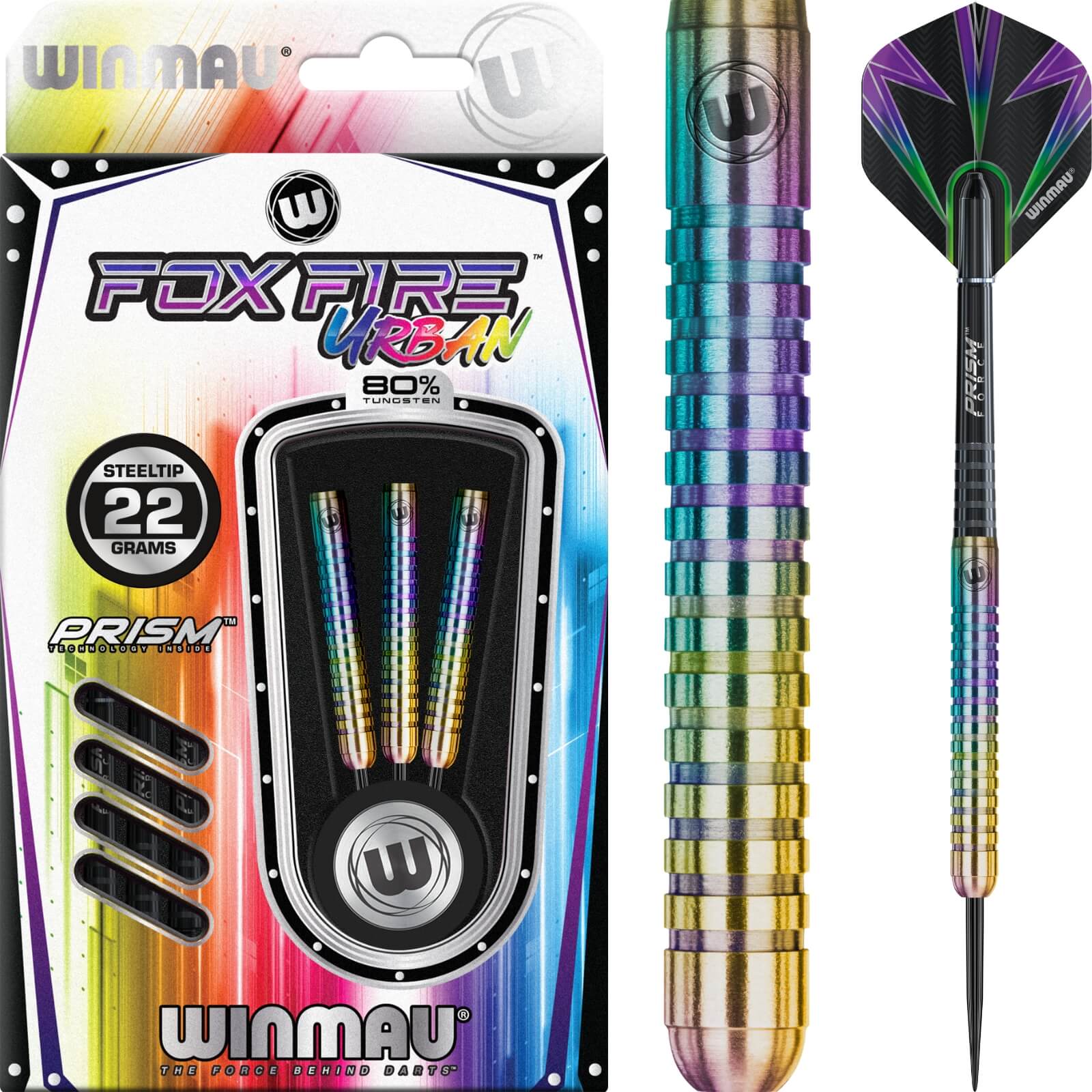 Winmau - Foxfire Urban Darts - Steel Tip - 80% Tungsten - 22g 24g