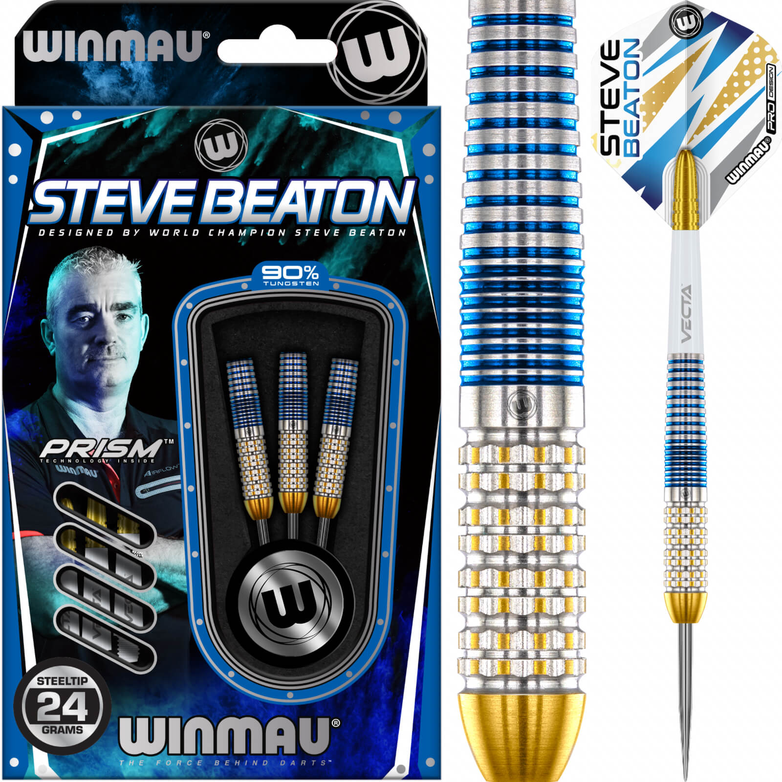 Winmau - Steve Beaton Legacy Edition Darts - Steel Tip - 90% Tungsten - 24g 26g