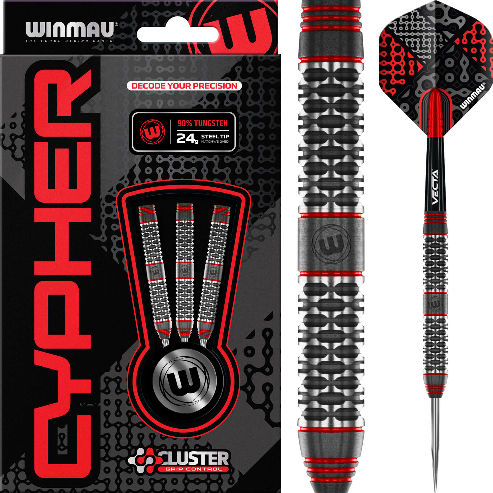 Winmau - Cypher Darts - Steel Tip - 90% Tungsten - 22g 24g 26g