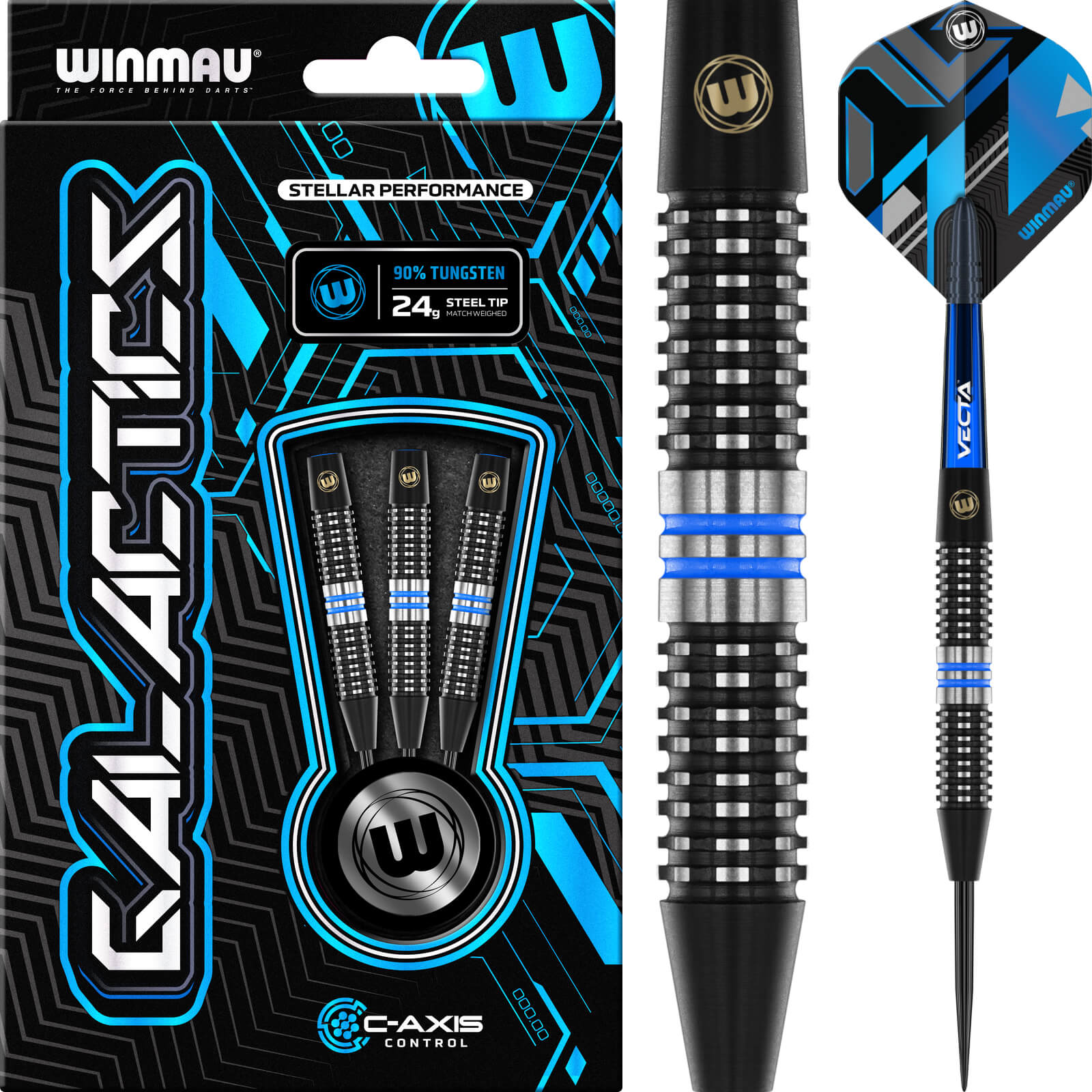 Winmau - Galactics Darts - Steel Tip - 90% Tungsten - 24g 26g