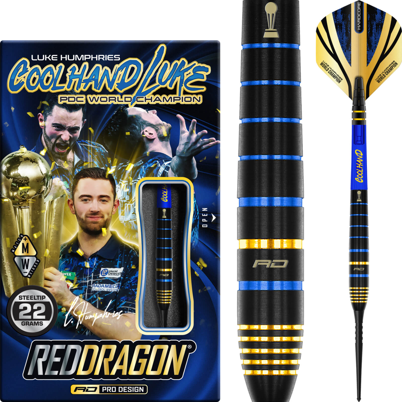 Red Dragon - Luke Humphries TX4 Avenger Darts - Steel Tip - 90% Tungsten - 22g 24g