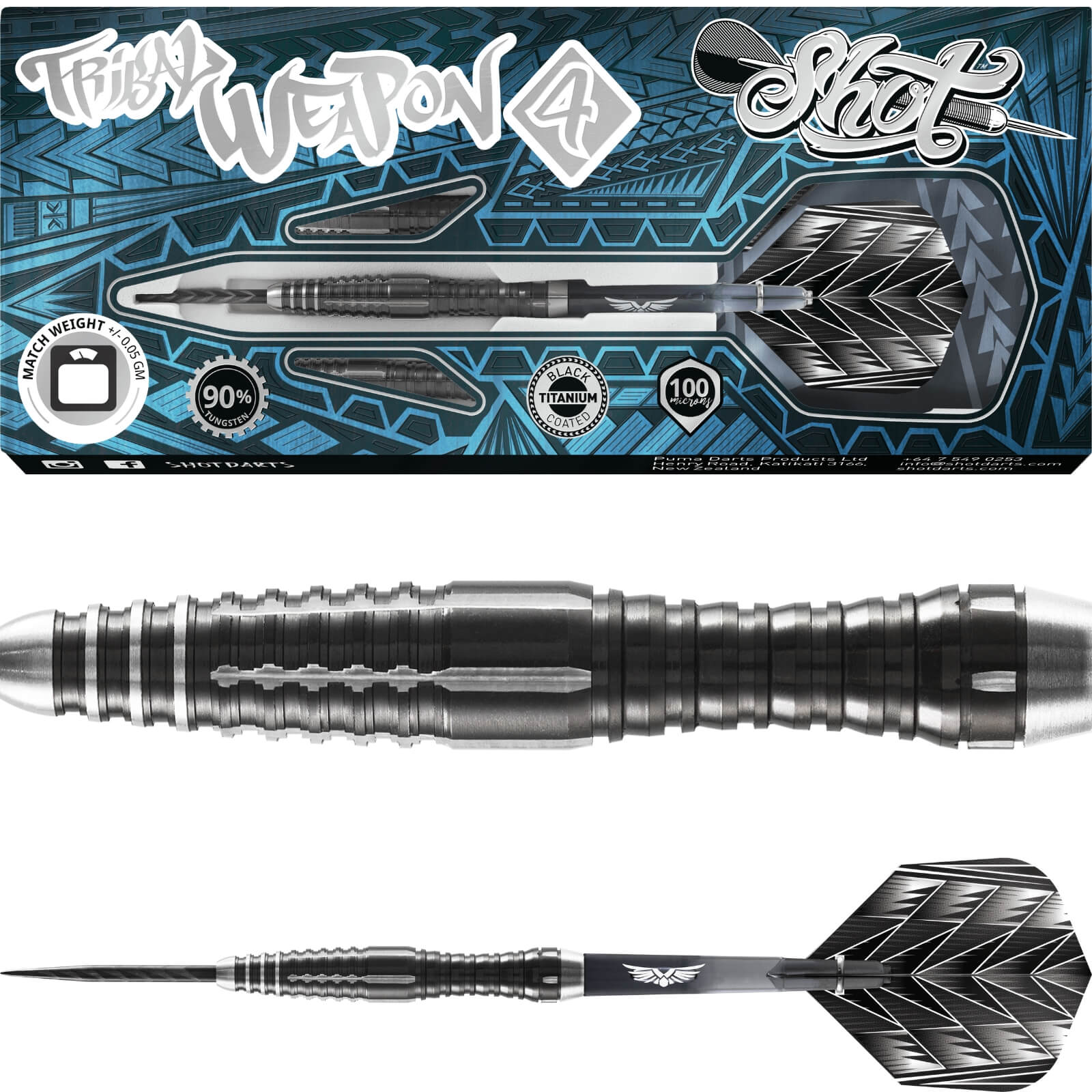 Shot - Tribal Weapon Series 4 Darts - Steel Tip - 90% Tungsten - 22g 24g 26g