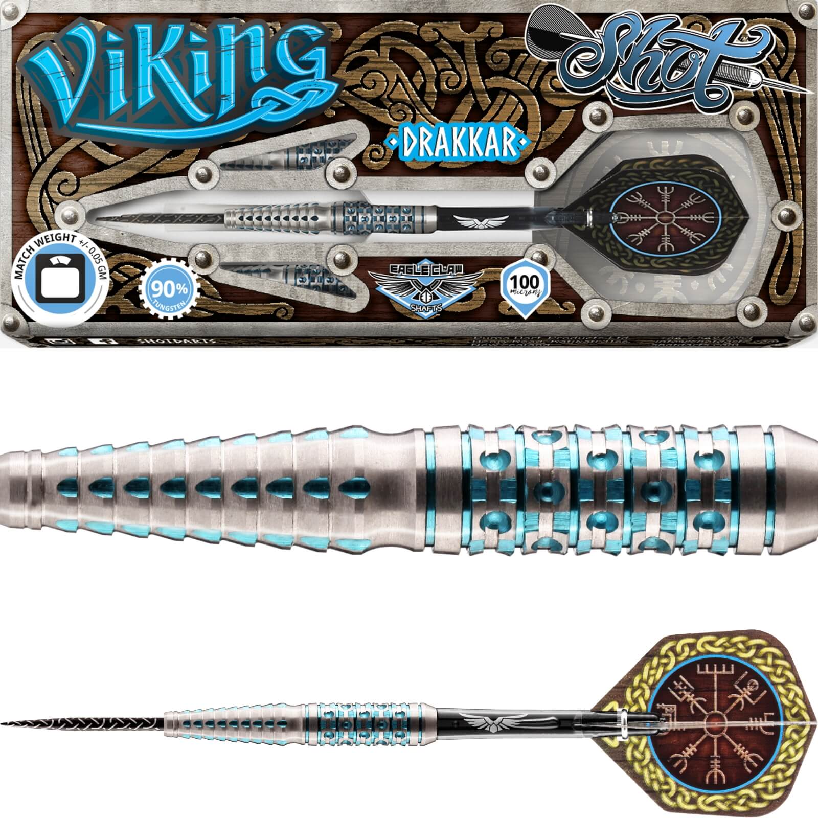 Shot - Viking Drakkar Darts - Steel Tip - 90% Tungsten - 23g 25g 27g