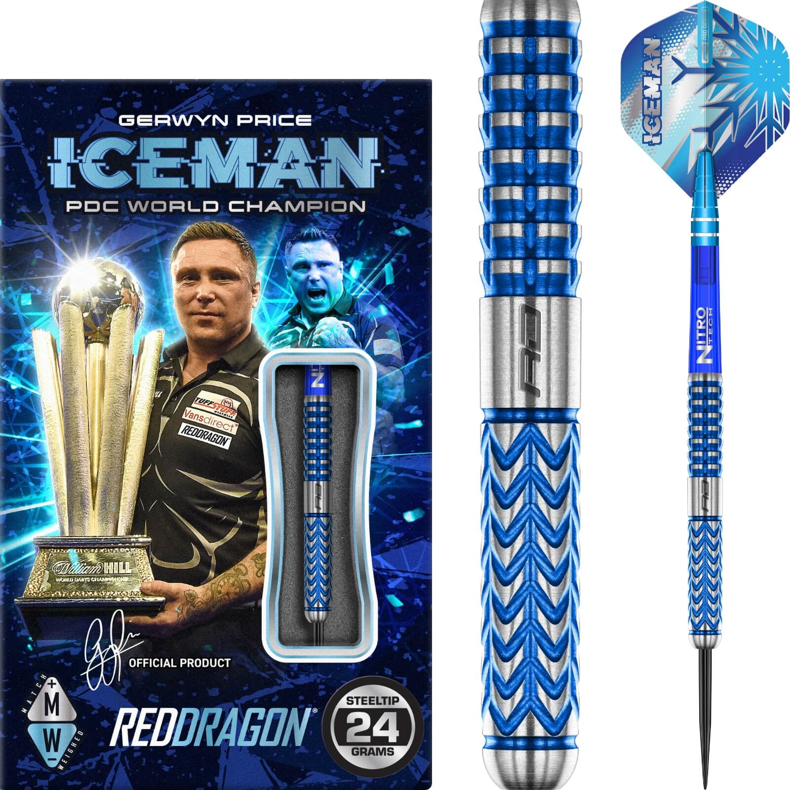 Red Dragon - Gerwyn Price Glacier Darts - Steel Tip - 90% Tungsten - 22g 24g 26g