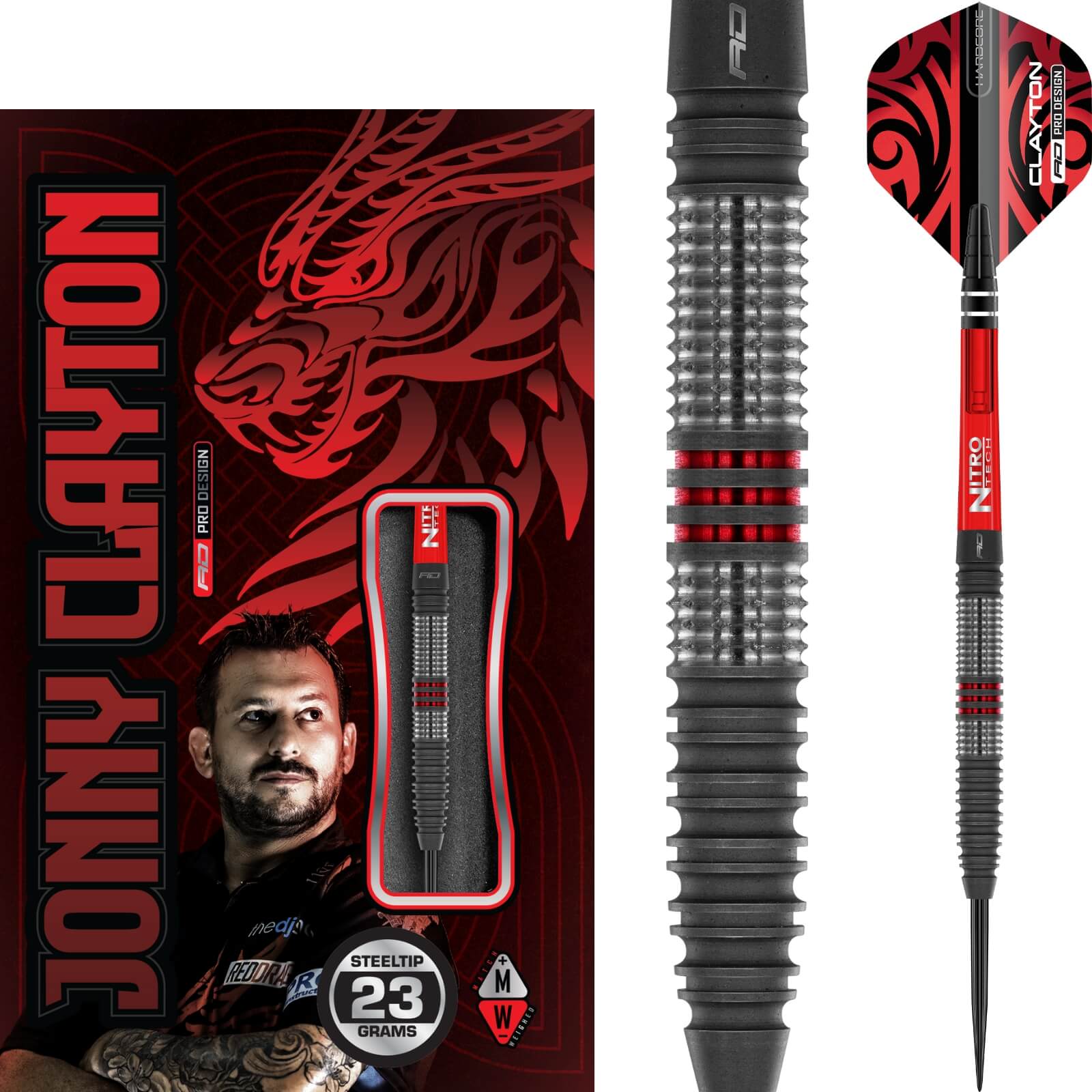 Red Dragon - Jonny Clayton Hiraeth Darts - Steel Tip - 90% Tungsten - 22g 23g