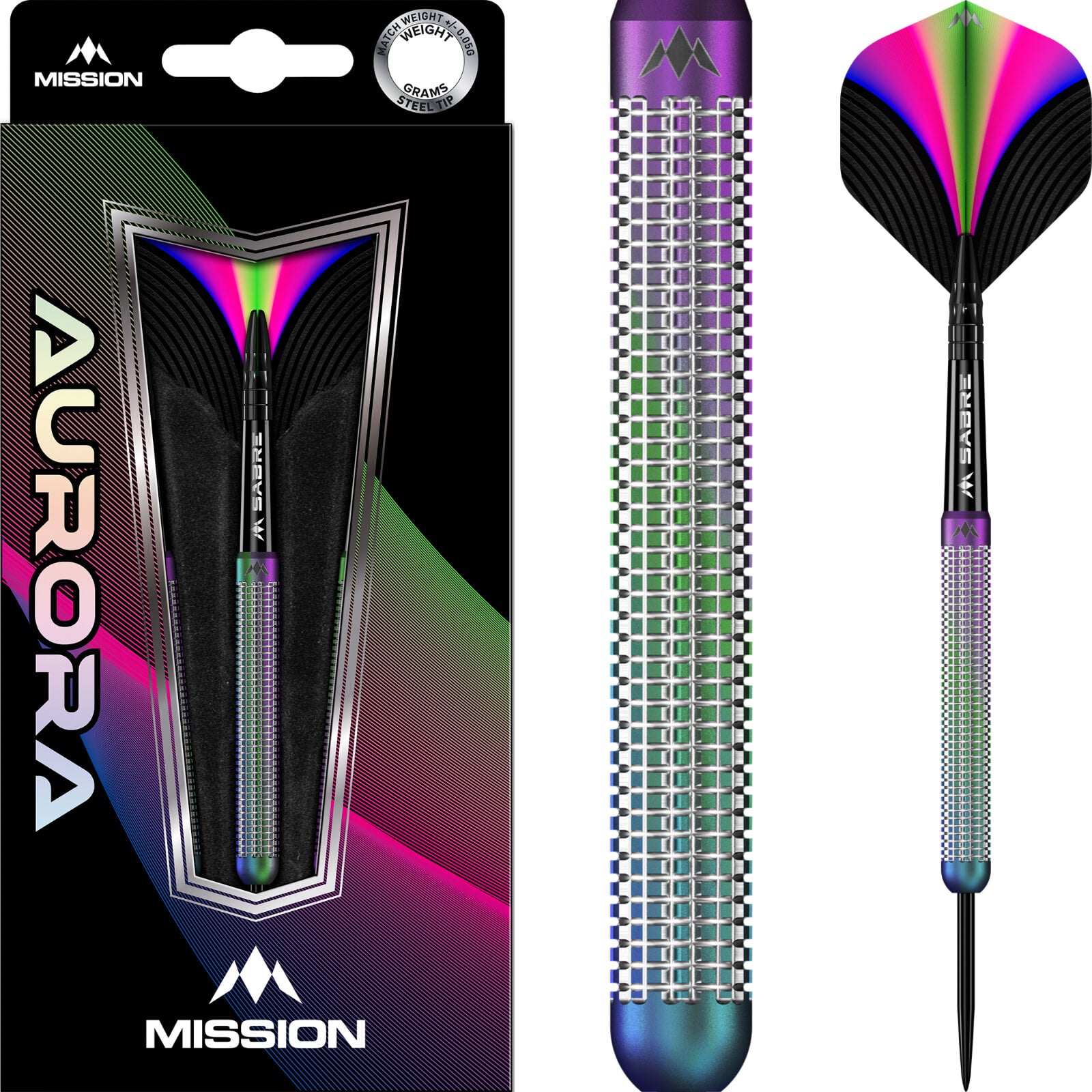 Mission - Aurora Darts - Steel Tip - 90% Tungsten - 23g 25g