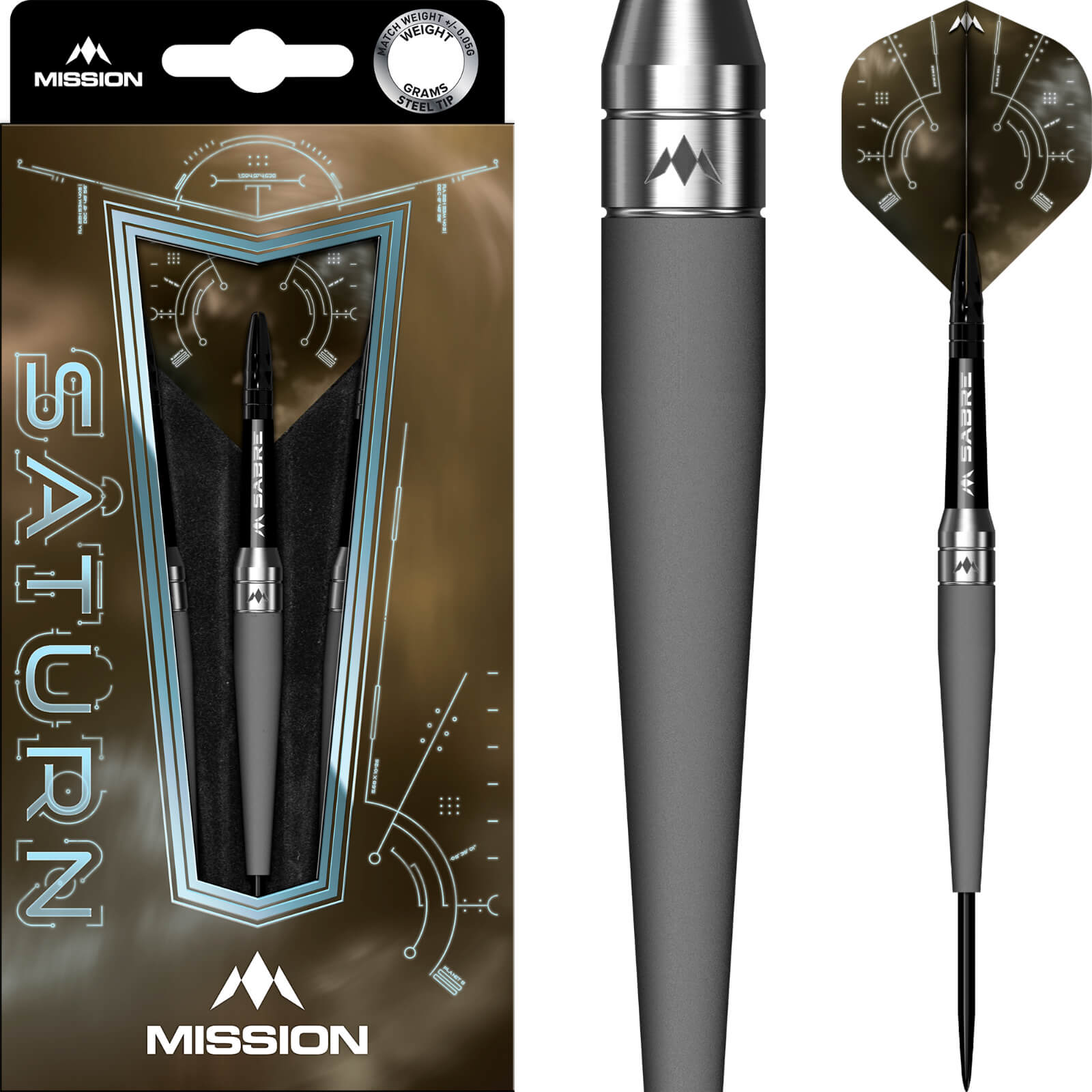 Mission - Saturn Titan Darts - Steel Tip - 90% Tungsten - 22g 24g