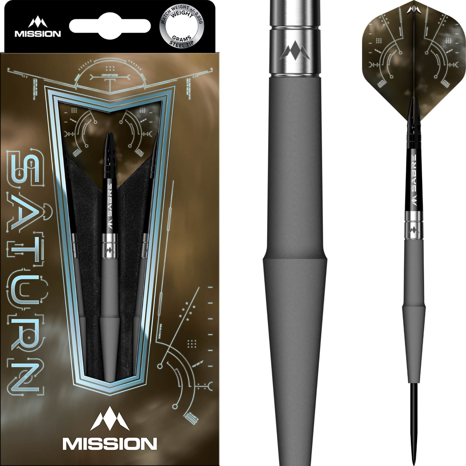 Mission - Saturn Hyperion Darts - Steel Tip - 90% Tungsten - 22g 24g